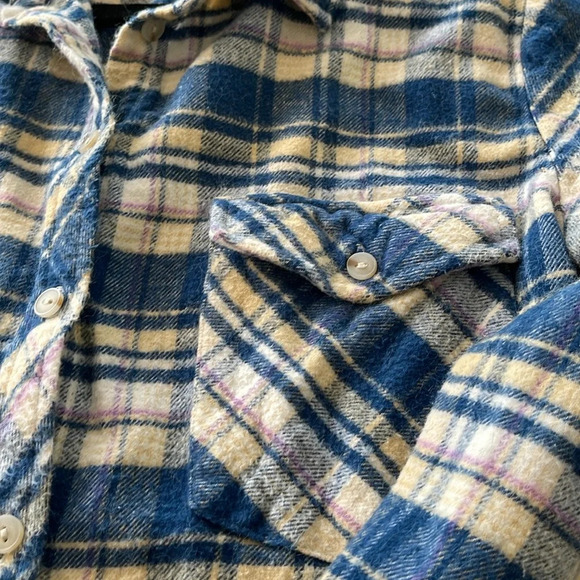 Sanctuary Flannel button down Shirt  Women small Blue Plaid Cotton - Picture 7 of 12